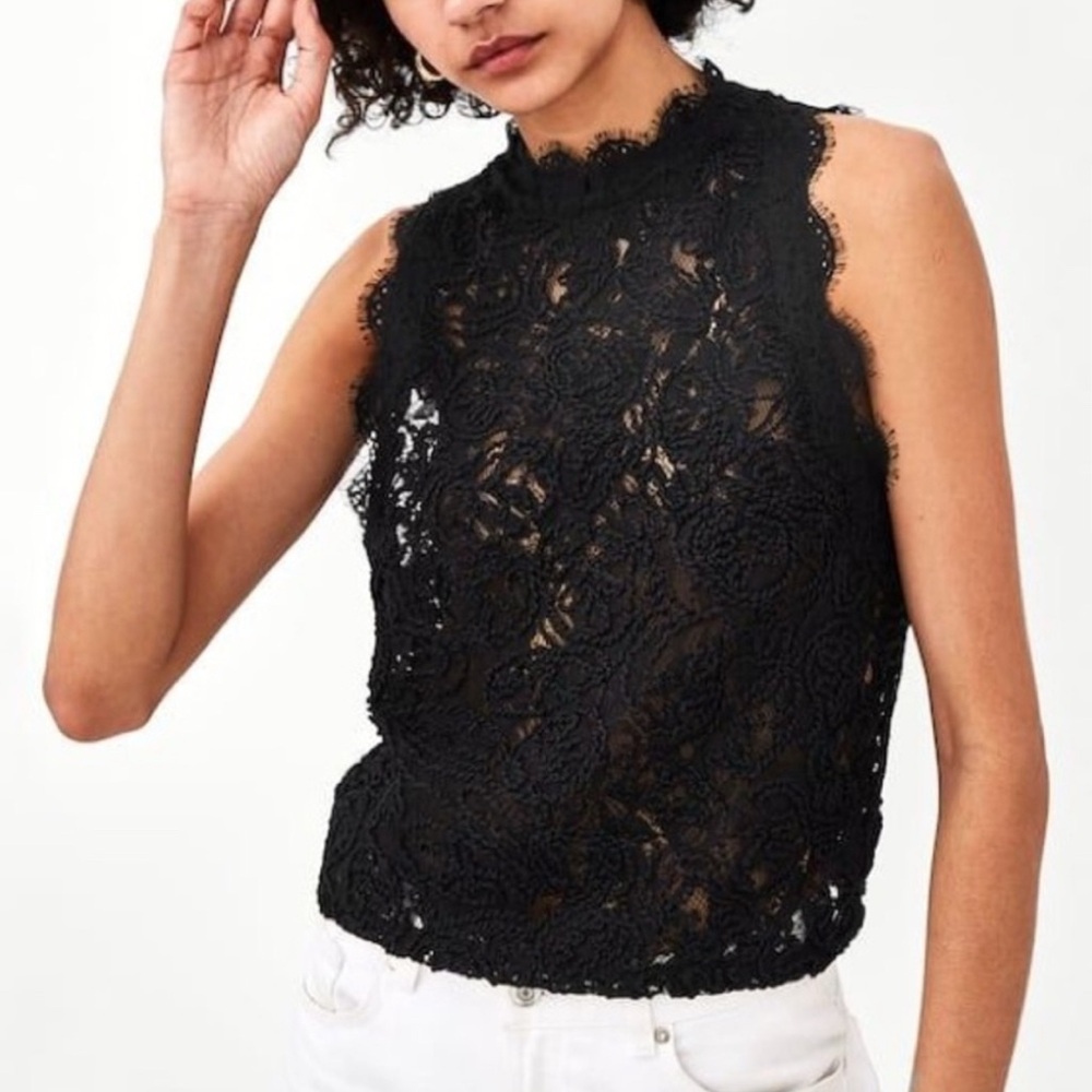 Zara black lace top